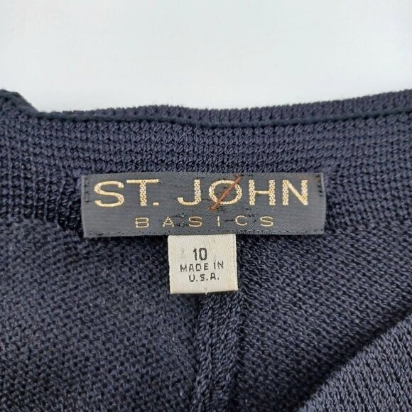 St. John Santana Knit Cropped Wide Leg Pants Black Women's 10 Wool Minimalist - Picture 4 of 9